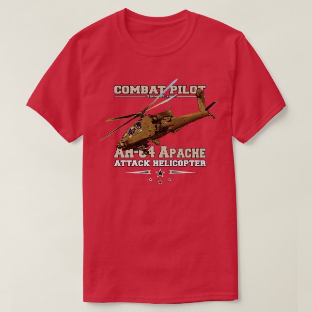 Camiseta helicóptero de ataque AH64 Apache 1 (Frente do Design)