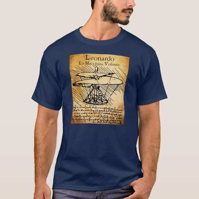 Camiseta Helicóptero de Leonardo da Vinci (Frente)