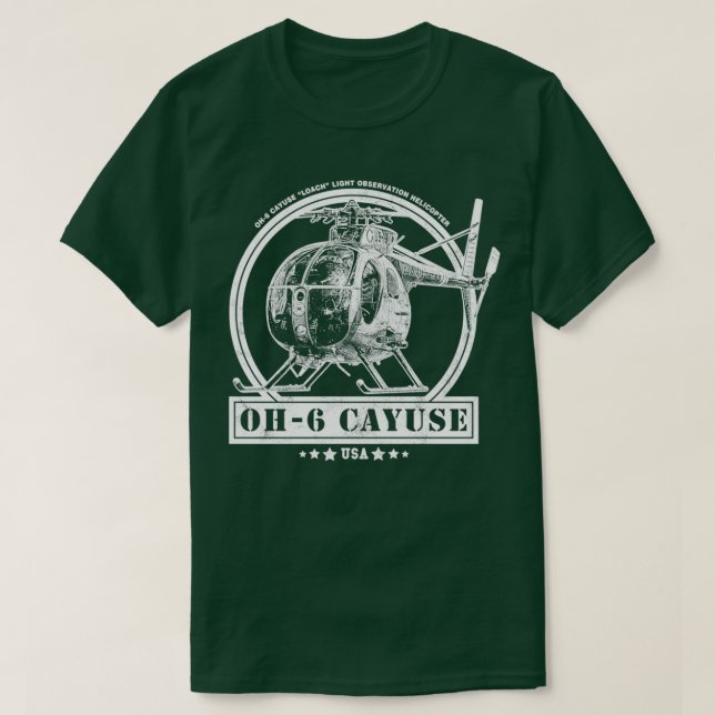 Camiseta Helicóptero do Cayuse de Loach OH6  (Frente do Design)