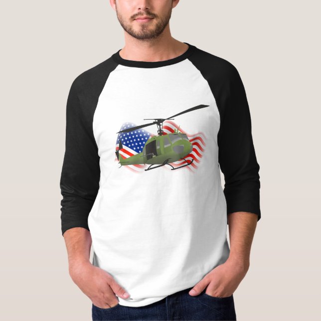 Camiseta Helicóptero militar patriótico de Huey (Frente)