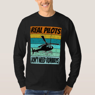 Camiseta Helicóptero  Para Homens Mulheres Pilotos Reais Nã