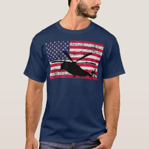 Camiseta Helicóptero Patriótico CH53 e MH53 bandeira amer