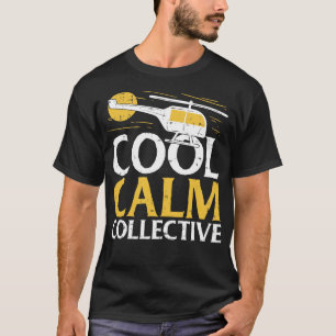 Camiseta Helicóptero Piloto Vintage Manter Calmo Coletivo