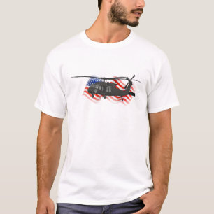 Camiseta Helicóptero preto patriótico das forças armadas
