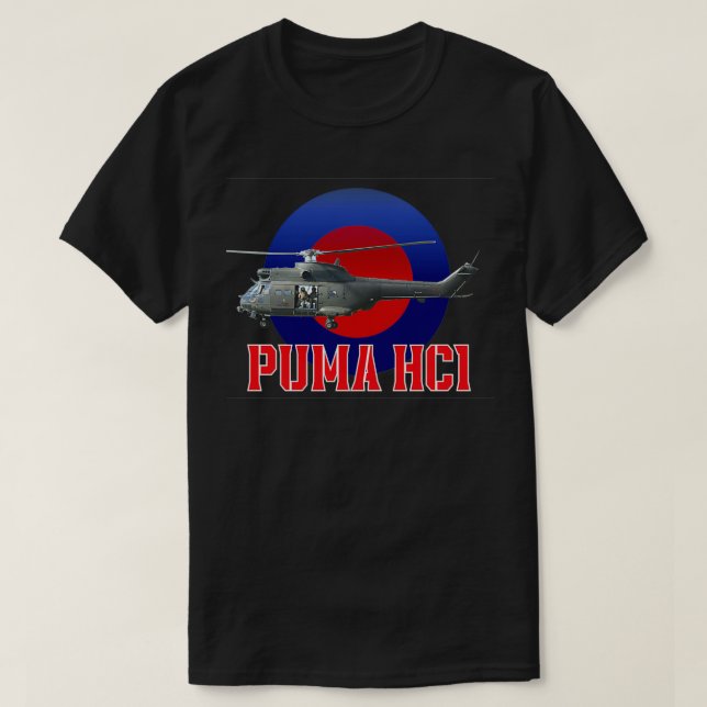 Camiseta Helicóptero RAF Puma na rocha RAF (Frente do Design)