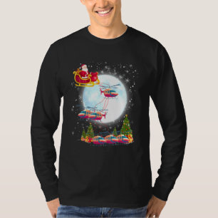 Camiseta Helicóptero Reindeer Papais noeis Sleigh Piloto Na