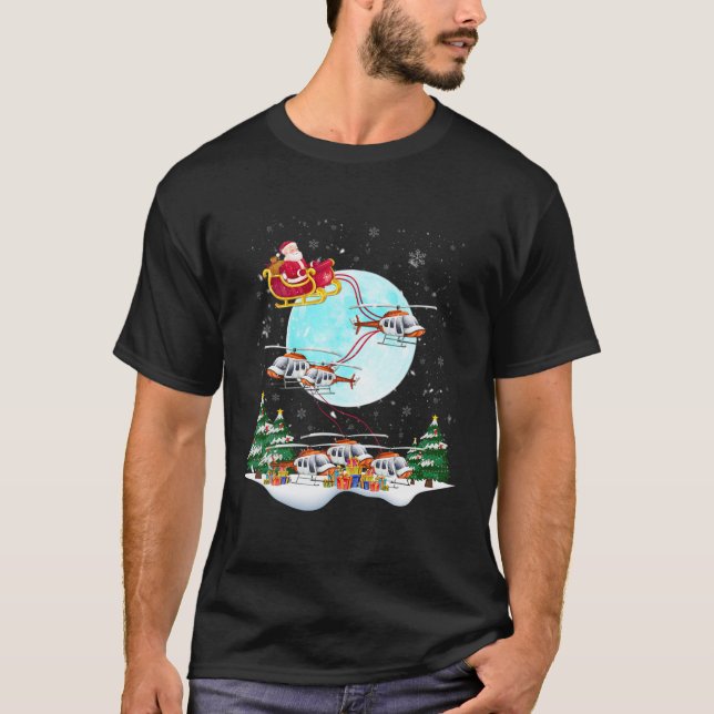 Camiseta Helicóptero Reindeer Papais noeis Sleigh Piloto Na (Frente)