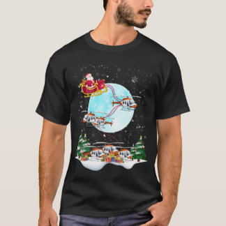 Camiseta Helicóptero Reindeer Papais noeis Sleigh Piloto Na