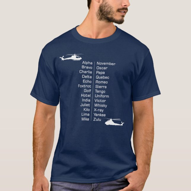 Camiseta helicópteros - Piloto fonético - helicópteros (Frente)