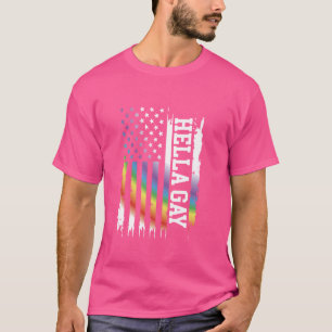 Camiseta Hella Gay Estados Unidos afligiu o arco-íris com o