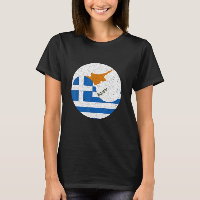 Camiseta Hellas Cyprus Flags Tee, meio cipriota grego (Frente)