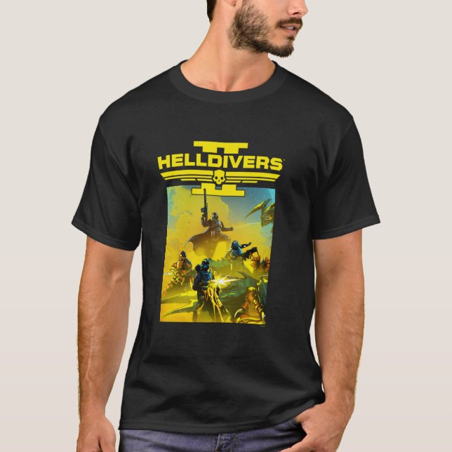 Camiseta Helldivers 2 Sony Playstation Jogo de Vídeo Chave  (Frente)