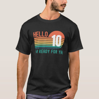 Camiseta Hello 10 Year Old Birthday Retro Sunset 10Th Birth