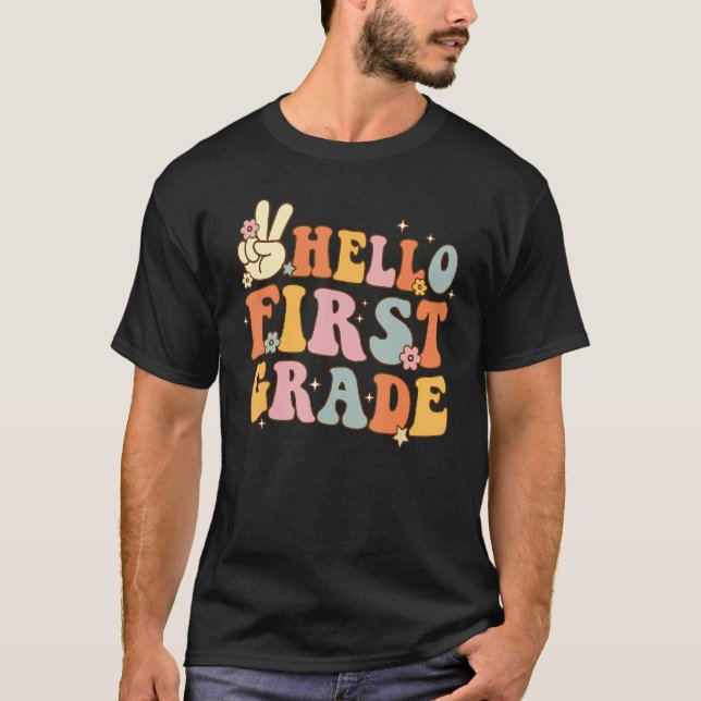 Camiseta Hello 1st First Grade First Day Back To School Gro (Frente)