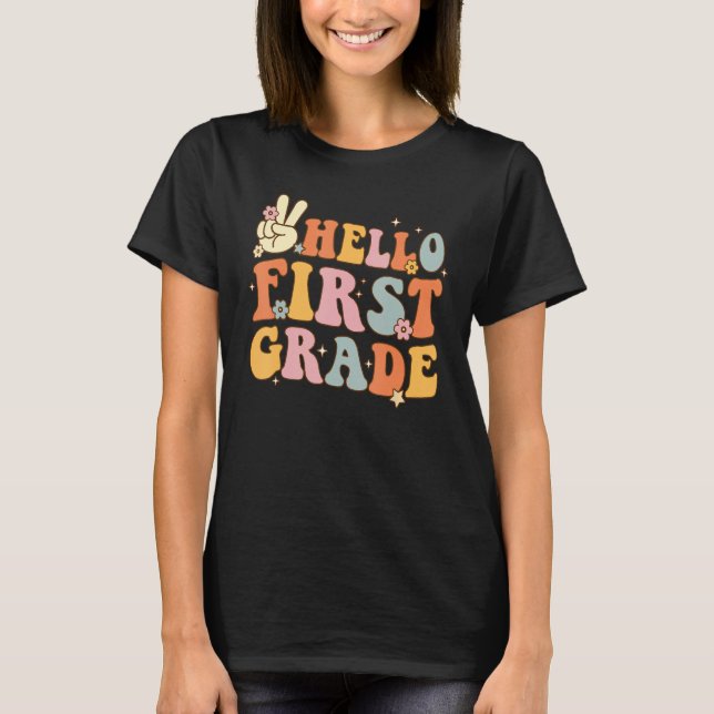 Camiseta Hello 1st First Grade First Day Back To School Gro (Frente)