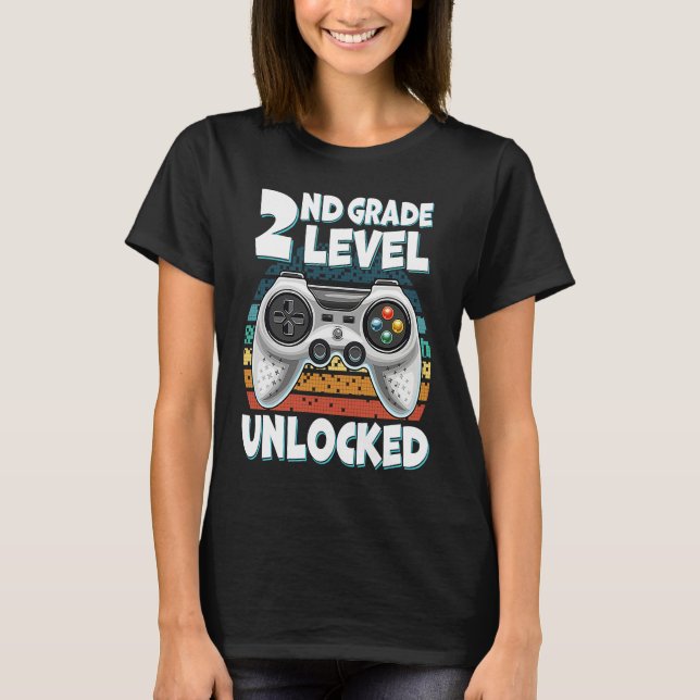 Camiseta Hello 2nd Grade Level Unlocked Video Game Back to  (Frente)