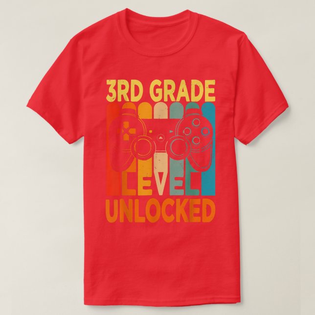 Camiseta Hello 3rd Grade Level Unlocked Video Game Back to  (Frente do Design)