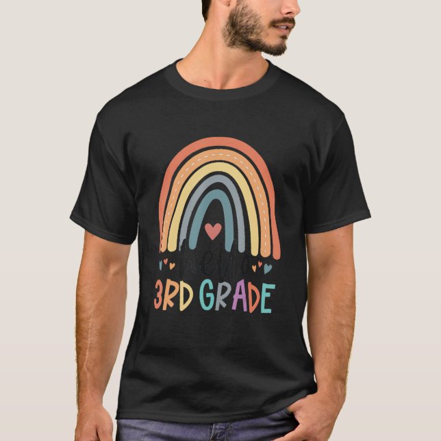 Camiseta Hello 3rd Grade Rainbow Back To School  Teacher (Frente)