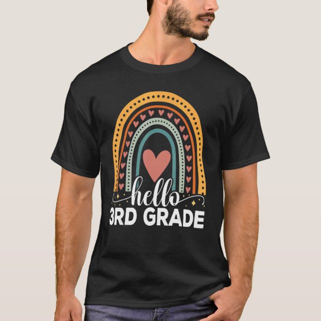 Camiseta Hello 3rd Grade Rainbow Teachers Kids Back to Scho (Frente)