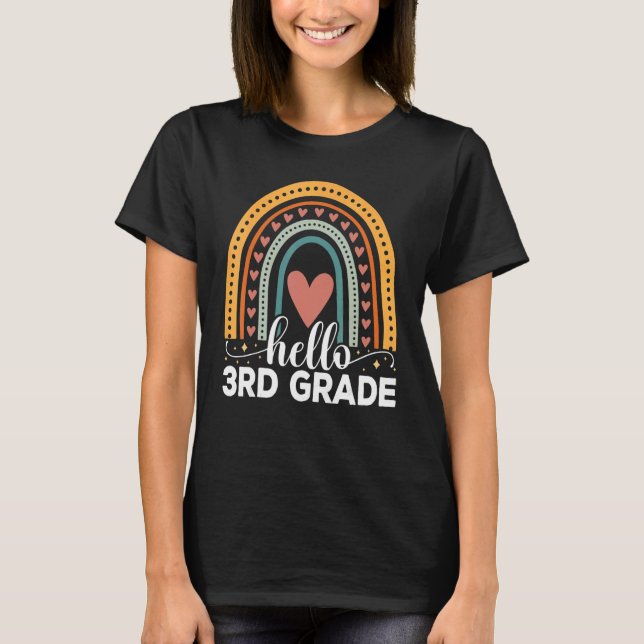 Camiseta Hello 3rd Grade Rainbow Teachers Kids Back to Scho (Frente)