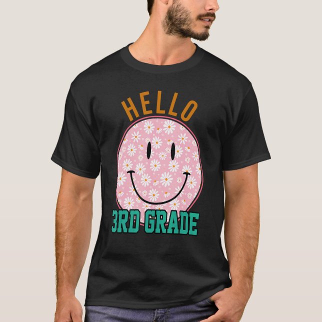 Camiseta Hello 3rd Grade Rainbow Teachers Kids Back to Scho (Frente)