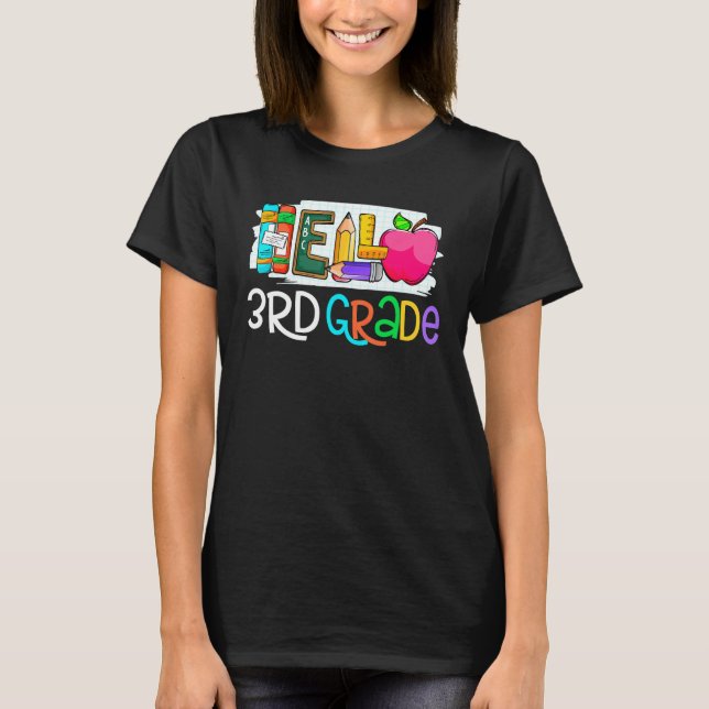 Camiseta Hello 3rd grade Retro teacher team Third grade squ (Frente)