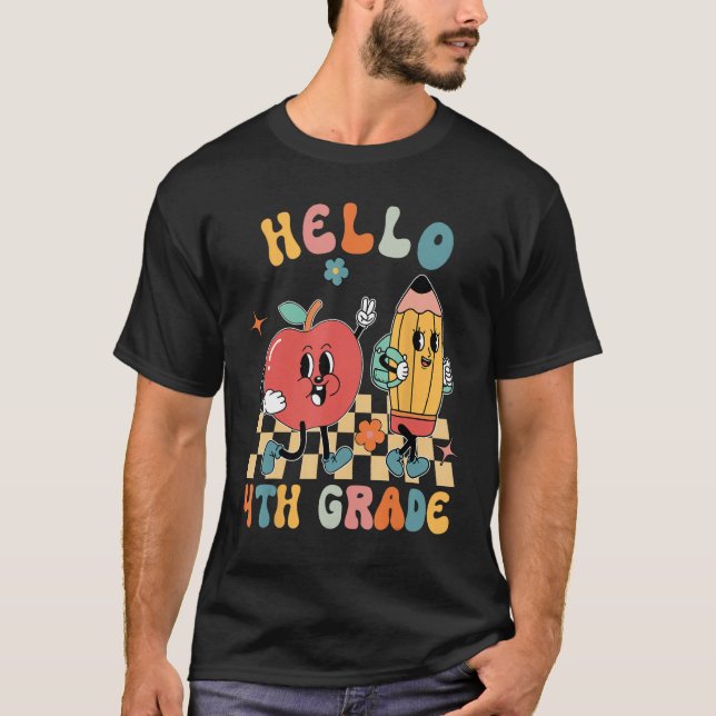 Camiseta Hello 4th Grade Back To School Teacher Students Ki (Frente)