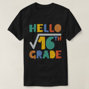 Camiseta Hello 4th Grade Funny Square Root of 16 Math Back 