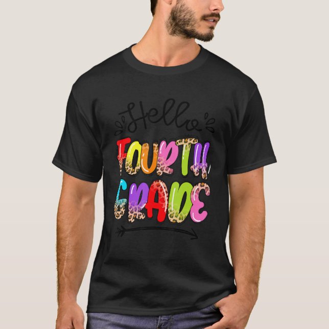 Camiseta Hello 4th Grade Happy First Day Back To School Fou (Frente)