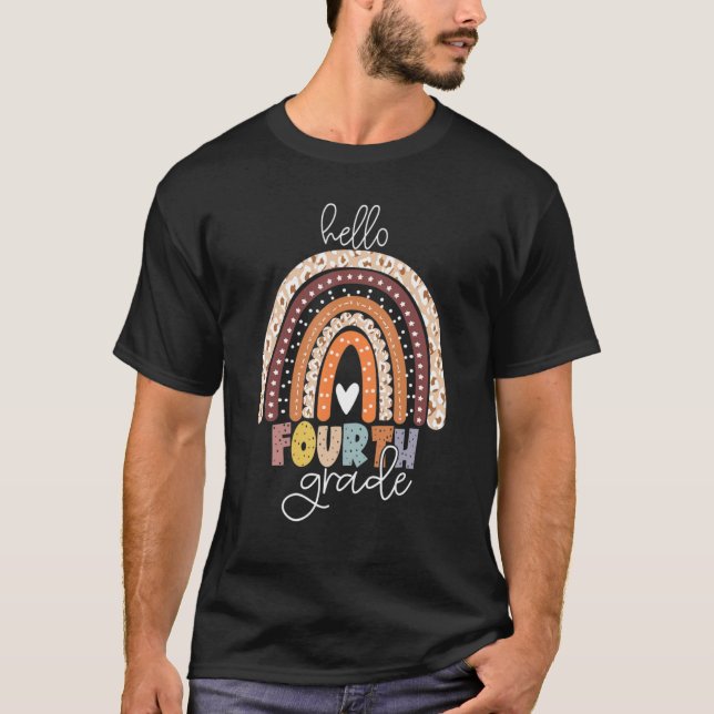 Camiseta Hello 4th Grade Rainbow First Day Of School Teache (Frente)