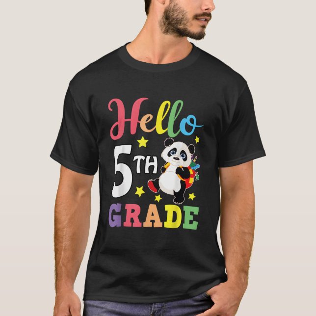 Camiseta Hello 5Th Grade Panda Back To School Student (Frente)