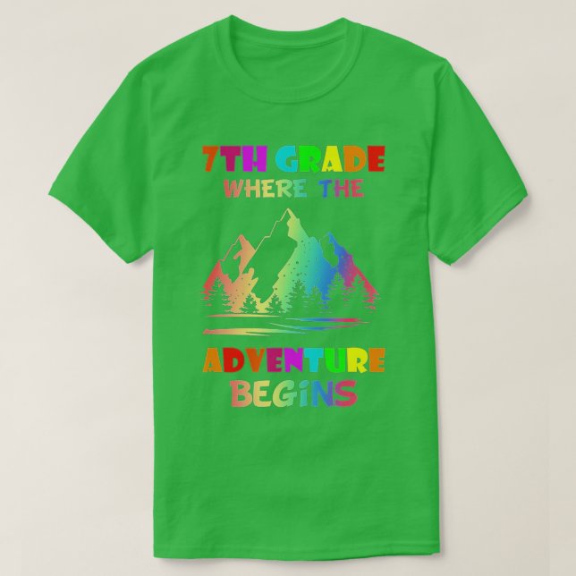 Camiseta Hello 7th Grade Where the Adventure Begins Back to (Frente do Design)