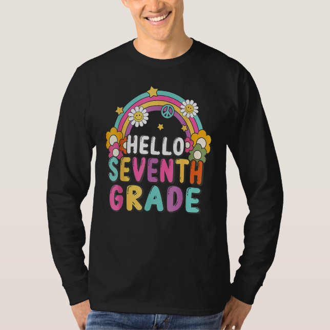 Camiseta Hello 7th Seventh Grade Rainbow For Teachers Stude (Frente)