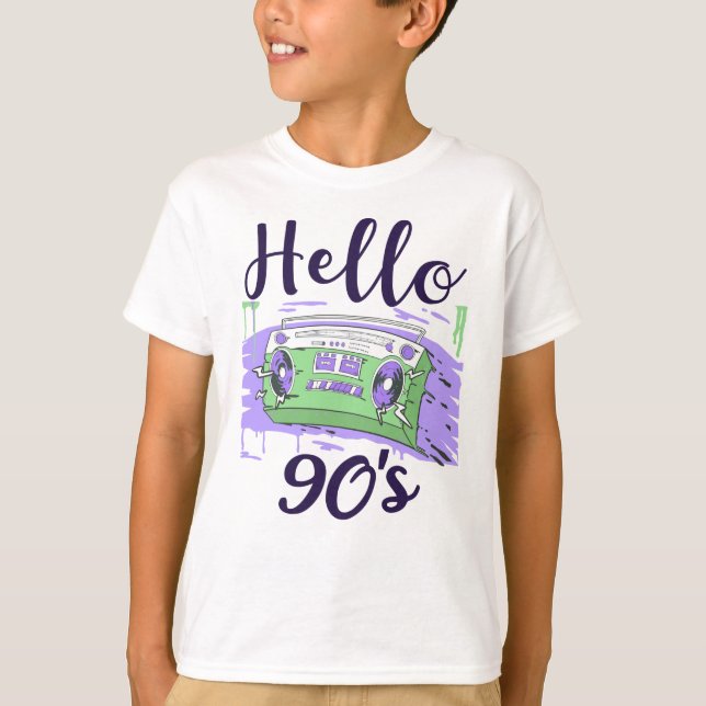 Camiseta Hello 90s radio cassette recorder (Frente)