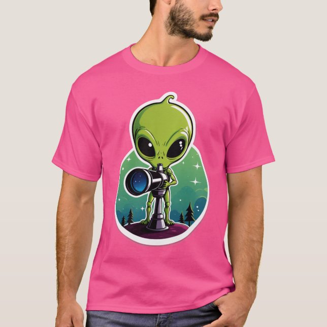 Camiseta Hello...? Anyone There? – Alien Searching Sticker (Frente)
