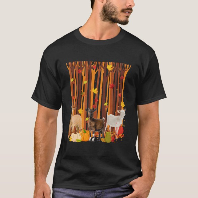 Camiseta Hello Autumn Goat Maple Leaf Fall Pumpkin S (Frente)