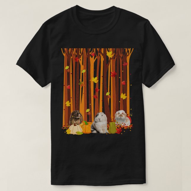 Camiseta Hello Autumn Rabbit Maple Leaf Fall Pumpkin Mens W (Frente do Design)
