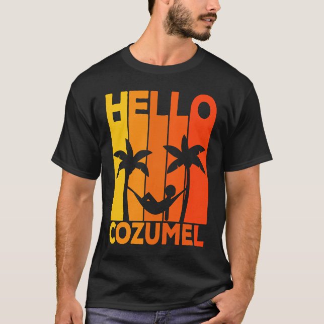 Camiseta Hello Cozumel Island Vacation Sunset (Frente)