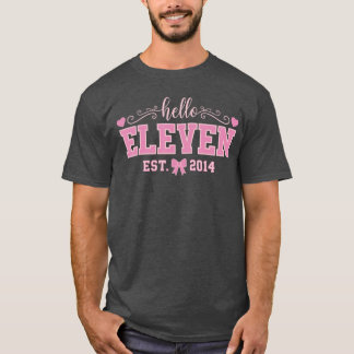 Camiseta Hello Eleven Est 2014 Coquette Bow 11th Birthday G