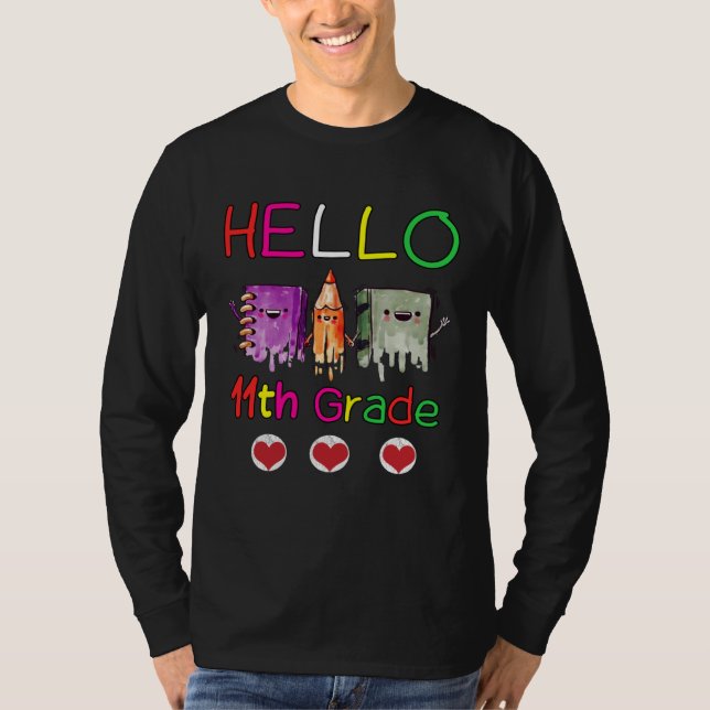 Camiseta Hello Eleventh Grade Girls Boys Teacher 11th Grade (Frente)