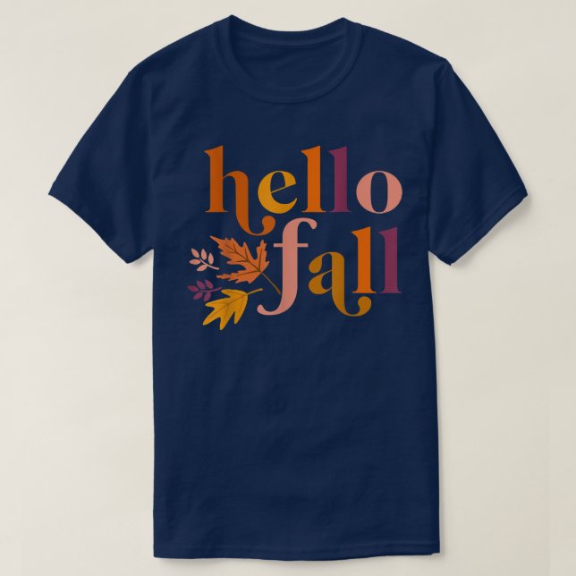 Camiseta Hello Fall Autumn Leaves Maple Leaves Botanic Foli (Frente do Design)