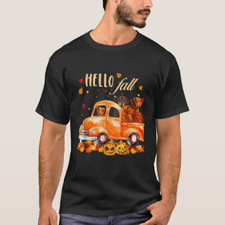 Camiseta Hello Fall Funny Dachshund Halloween pumkin