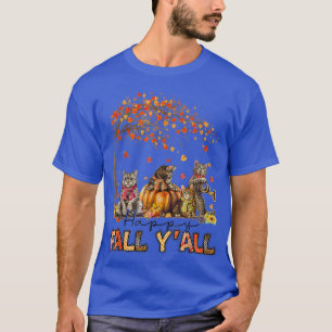 Camiseta Hello Fall Leaves Pumpkin Funny Cat Kitties Hallow