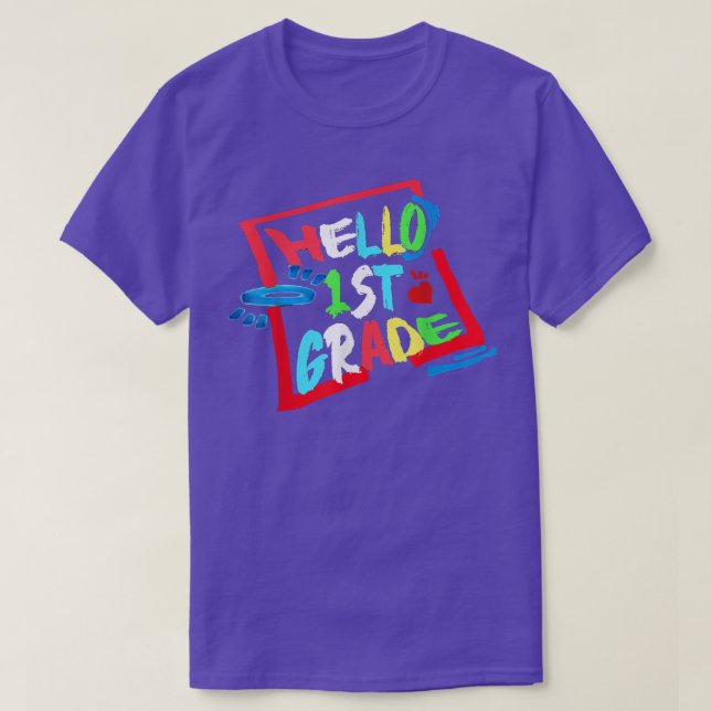 Camiseta Hello First Grade Back To School Funny T-Shirt (Frente do Design)