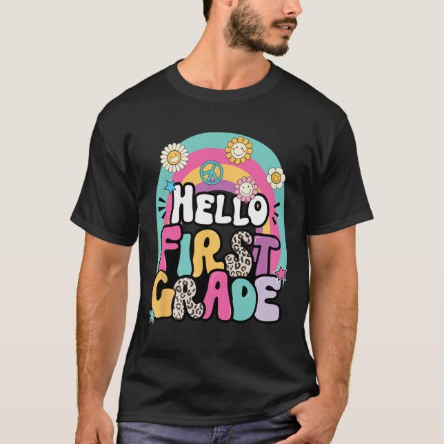 Camiseta Hello First Grade Byck To School Teacher First Day (Frente)
