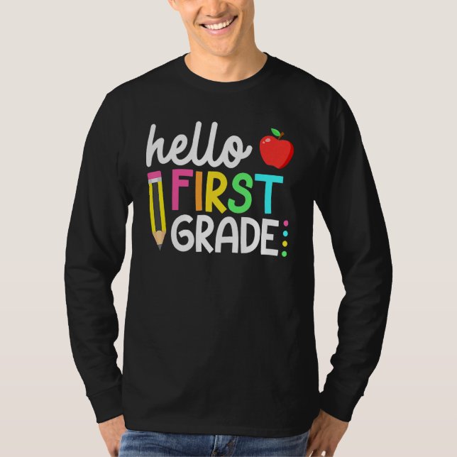 Camiseta Hello First Grade Team 1st Grade Back To School Te (Frente)