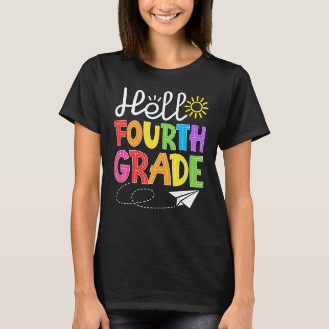 Camiseta Hello Fourth Grade Fun 4Th Grade Back to School    (Frente)