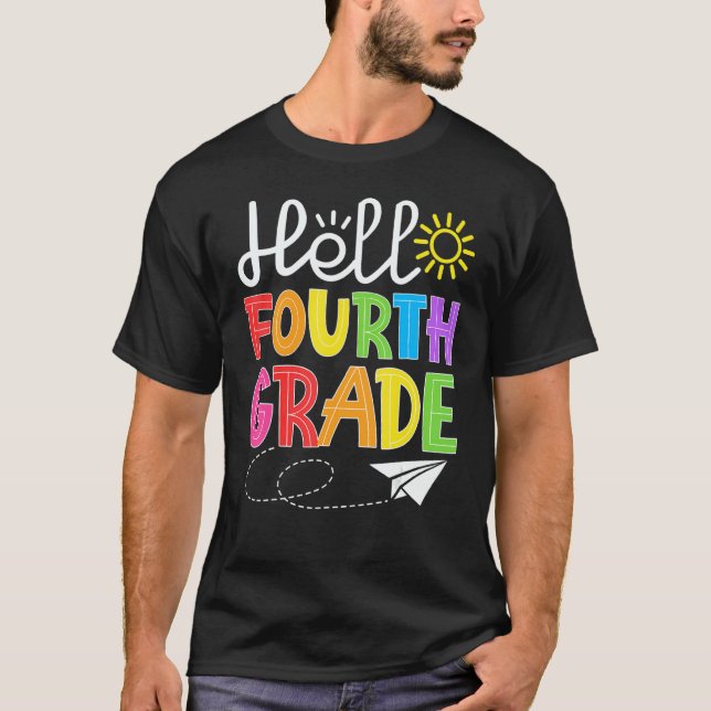 Camiseta Hello Fourth Grade Fun 4Th Grade Back to School    (Frente)