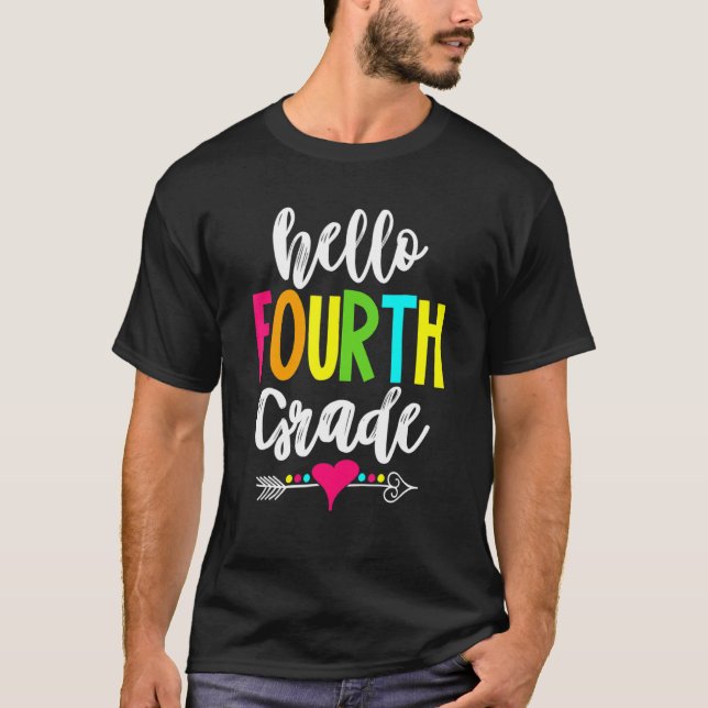 Camiseta Hello Fourth Grade Teachers Kids Happy First Day O (Frente)