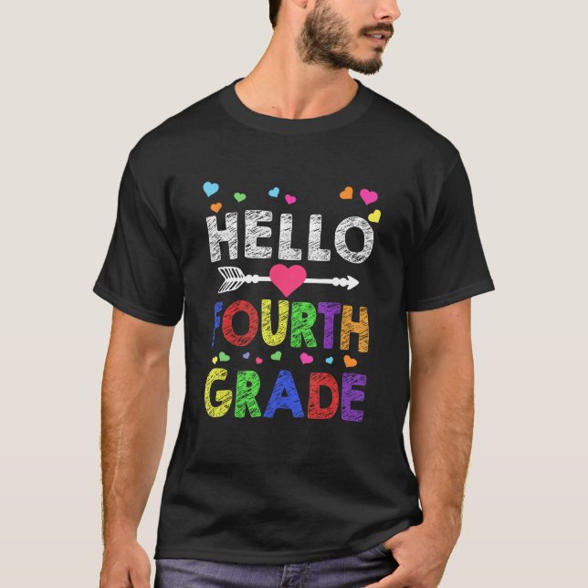 Camiseta Hello Fourth Grade Team Kinder Back To School Teac (Frente)